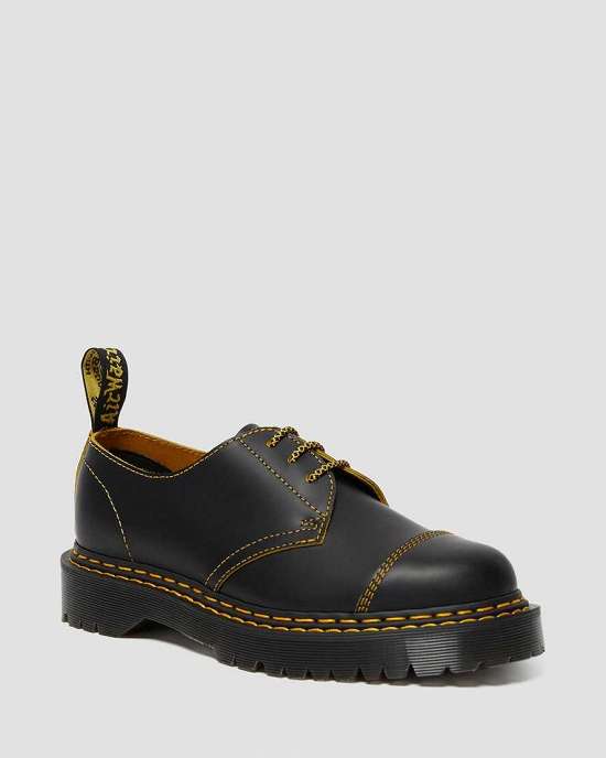 Zapatos Con Cordones Dr. Martens 1461 Bex Double Stitch Hombre Negros/Amarillos MX-80469